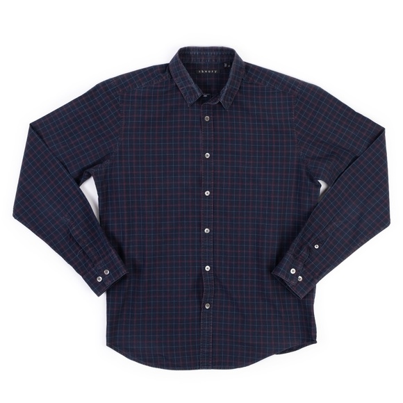 Theory Other - Theory dark plaid check button down shirt M